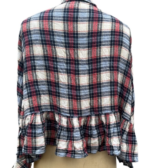 Free People Promise Everything Plaid Flannel Crop Top sz S - Picture 3 of 6